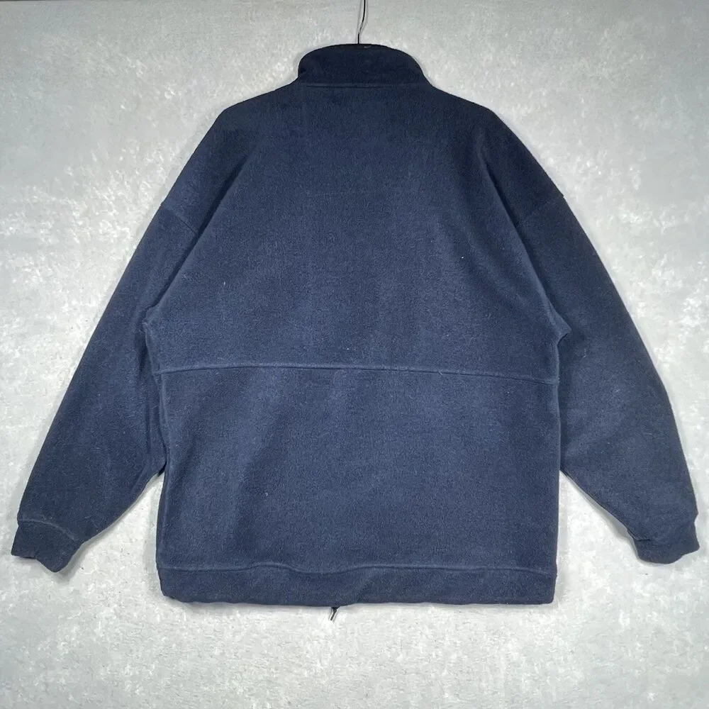 VTG NFL Sweatshirt Mens XL Navy 1/4 Zip Embroidered Fleece Plaid Lined Sweater